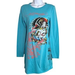 knee length dresses for ladies Ed Hardy Women's Dragon Long Sleeve Mini Dress Black